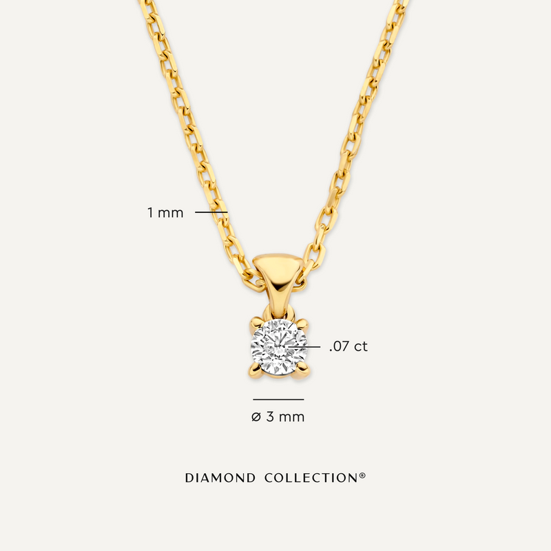 Four Prong Diamant Linked Anhänger Halskette (0.07 ct)