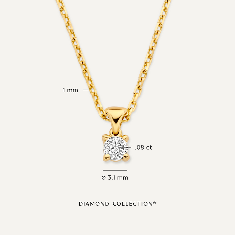 Four Prong Diamant Linked Anhänger Halskette (0.08 ct)