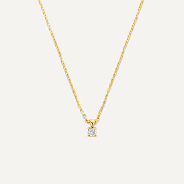 585er Gold mit Diamant Four Prong Diamant Linked Anhänger Halskette (0.08 ct) - 1
