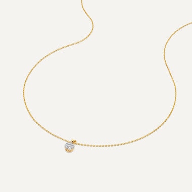 14 Karat Gold with Diamonds Diamond Cluster Linked Pendant Necklace (0.15 ct) - 6