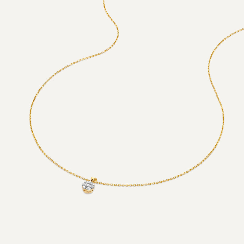 Diamond Cluster Linked Pendant Necklace (0.15 ct)