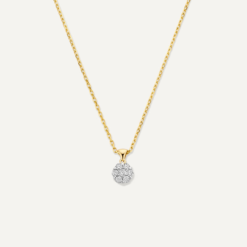 Diamond Cluster Linked Pendant Necklace (0.15 ct)