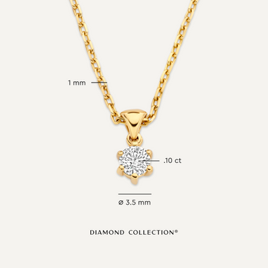 585er Gold mit Diamant Six Prong Diamant Linked Anhänger Halskette (0.10 ct) - 6