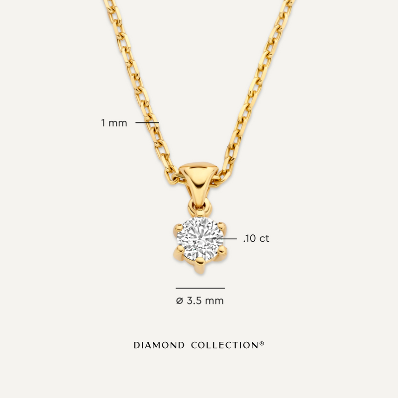 Six Prong Diamant Linked Anhänger Halskette (0.10 ct)