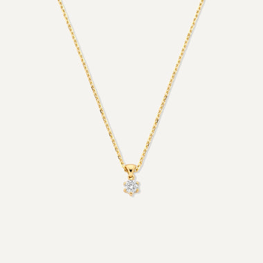 585er Gold mit Diamant Six Prong Diamant Linked Anhänger Halskette (0.10 ct) - 1