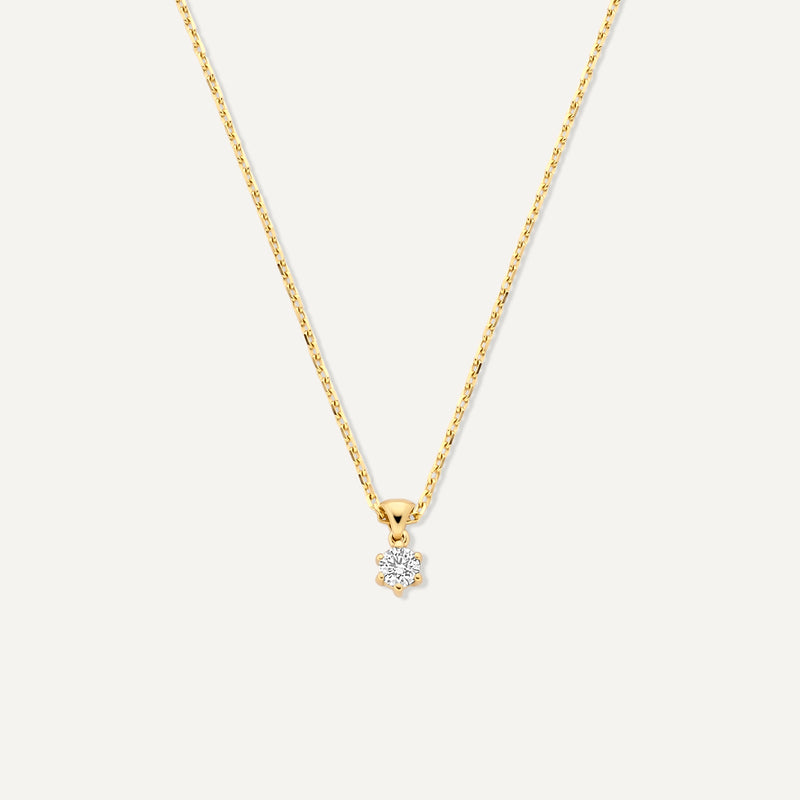 Six Prong Diamant Linked Anhänger Halskette (0.10 ct)