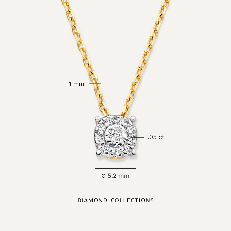 Four Prong Diamant Halo Pendant Ketting (0.05 ct)