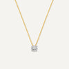 14 Karaat Goud met Diamanten Four Prong Diamant Halo Pendant Ketting (0.05 ct) - 1