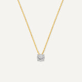Four Prong Diamant Halo Pendant Ketting (0.05 ct)