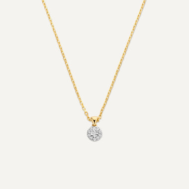 14 Karat Gold with Diamonds Diamond Halo Linked Pendant Necklace (0.05 ct) - 1