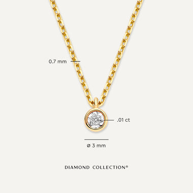 Oro de 14 Quilates con Diamante Collar con Colgante Engarzado con Diamante en Bezel Set (0.01 ct) - 8