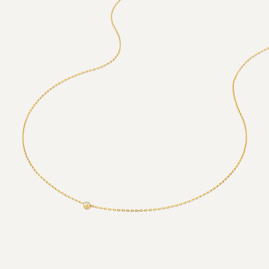 Or 14 Carats avec Diamant Collier Pendentif Epais Bezel Diamant (0.03 ct) - 5