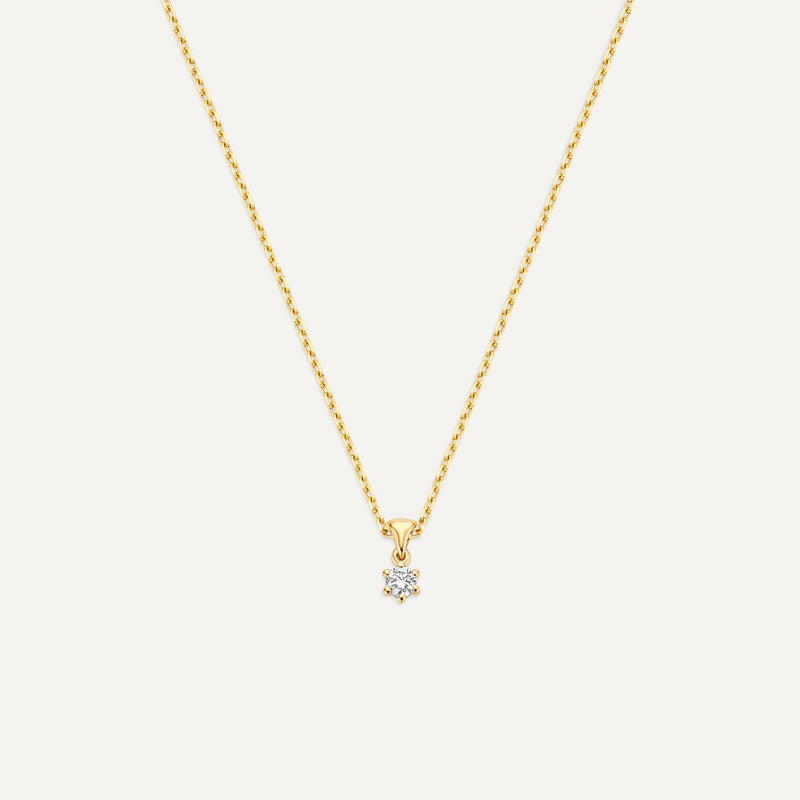 Collier Pendentif Six Prong Lié Diamant (0.07 ct)