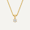 Or 14 Carats avec Diamant Collier Pendentif Six Prong Lié Diamant (0.07 ct) - 3