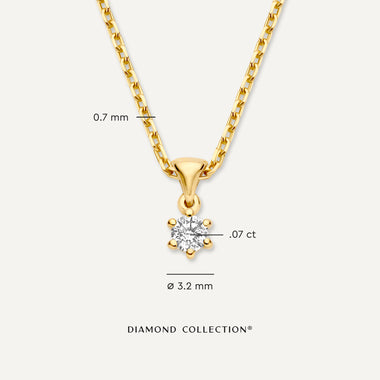 Oro de 14 Quilates con Diamante Six Prong Diamond Linked Pendant Necklace (0.07 ct) - 6