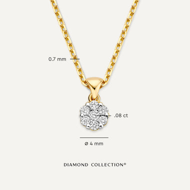 Oro de 14 Quilates con Diamantes Collar de Eslabones con Colgante de Racimo de Diamantes (0.08 ct) - 8