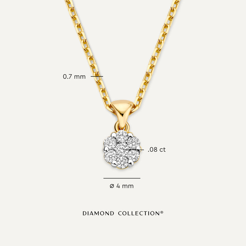 Collar de Eslabones con Colgante de Racimo de Diamantes (0.08 ct)