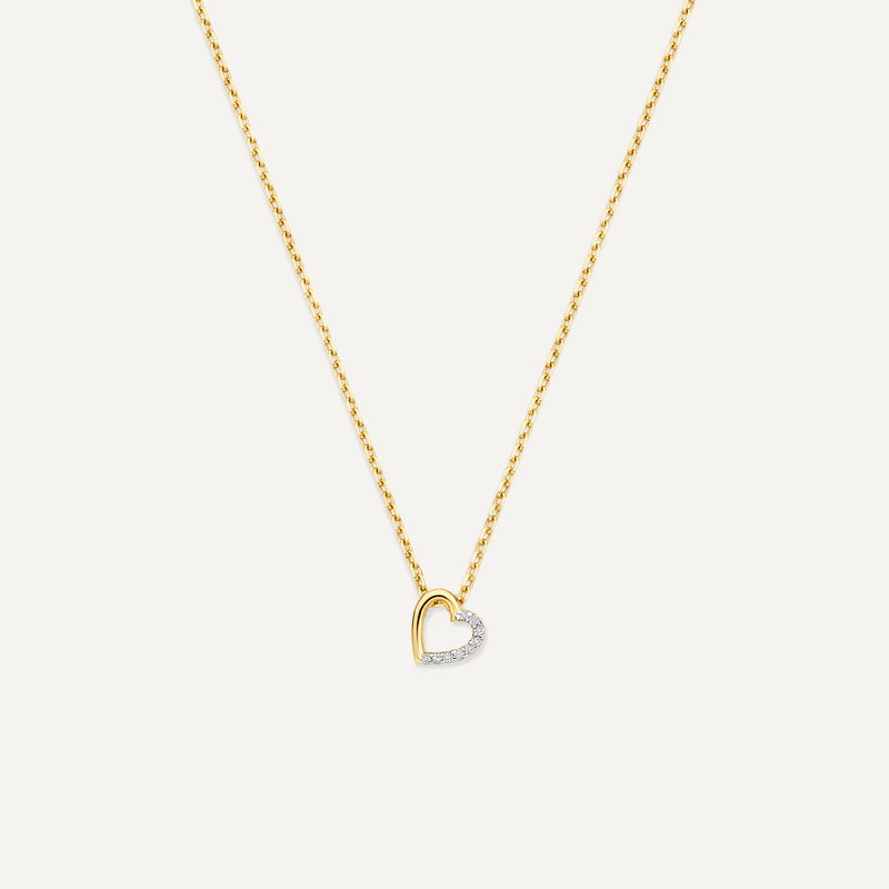 Half Pavé Diamond Linked Pendant Necklace (0.02 ct)
