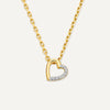 Or 14 Carats avec Diamants Half Pavé Diamond Linked Pendant Necklace (0.02 ct) - 6