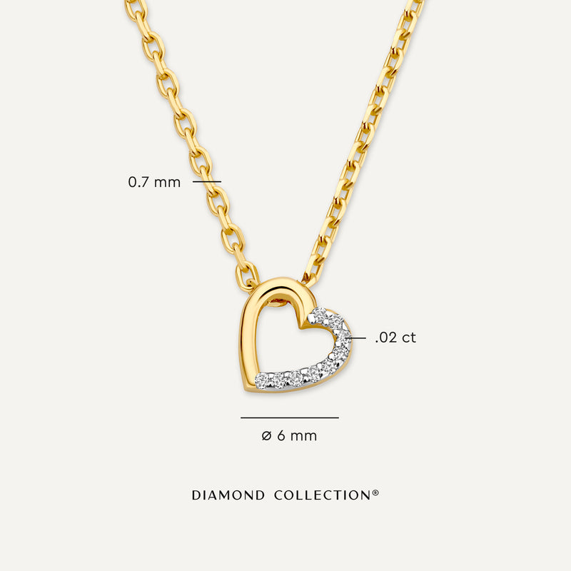 Collar de Eslabones con Colgante de Corazón y Diamantes Half Pavé (0.02 ct)