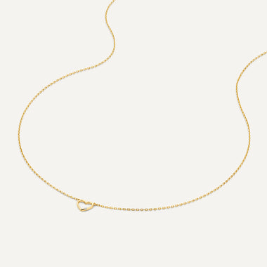 Or 14 Carats avec Diamant Diamond Open Heart Pendant Necklace (0.01 ct) - 6