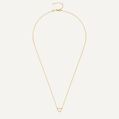 Or 14 Carats avec Diamant Diamond Open Heart Pendant Necklace (0.01 ct) - 10