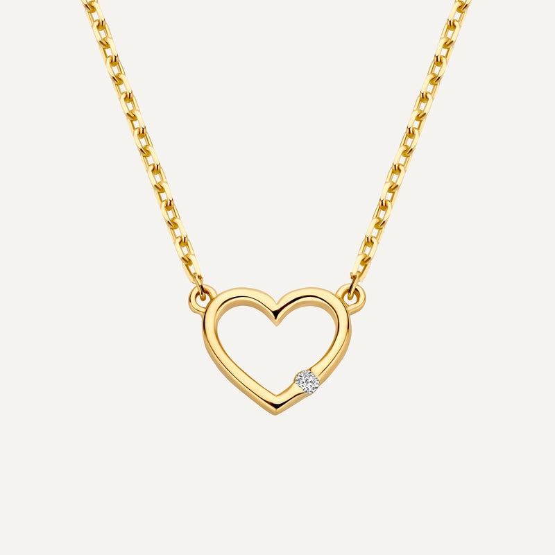 Diamond Open Heart Pendant Necklace (0.01 ct)