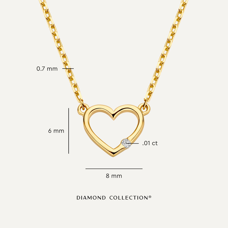 Collar Colgante Corazón Abierto con Diamante (0.01 ct)