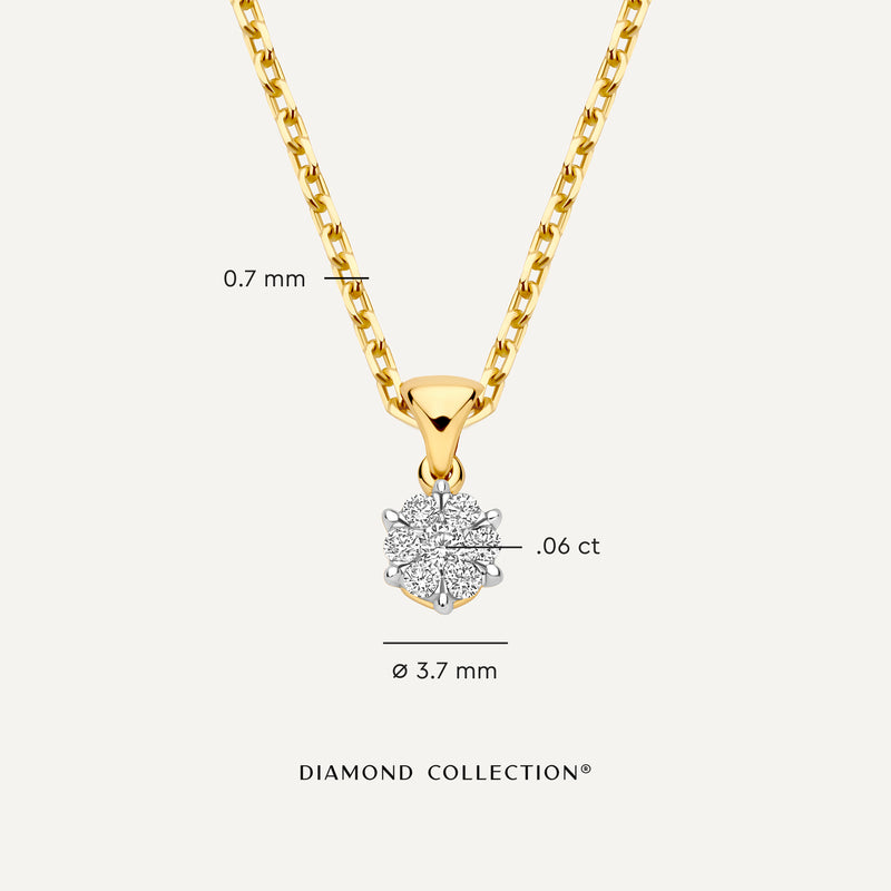 Six Prong Diamond Cluster Linked Pendant Necklace (0.06 ct)