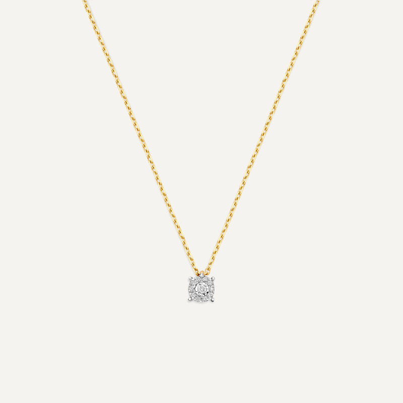 Collier Pendentif Halo Four Prong Diamant (0.04 ct)