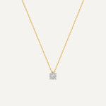 Four Prong Diamond Halo Pendant Necklace (0.04 ct)