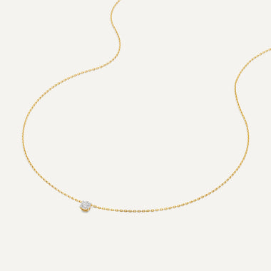 Or 14 Carats avec Diamants Collier Pendentif Halo Four Prong Diamant (0.04 ct) - 6