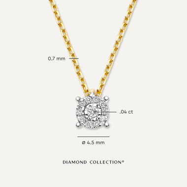 Oro de 14 Quilates con Diamantes Collar Colgante Halo de Diamantes Four Prong (0.04 ct) - 8