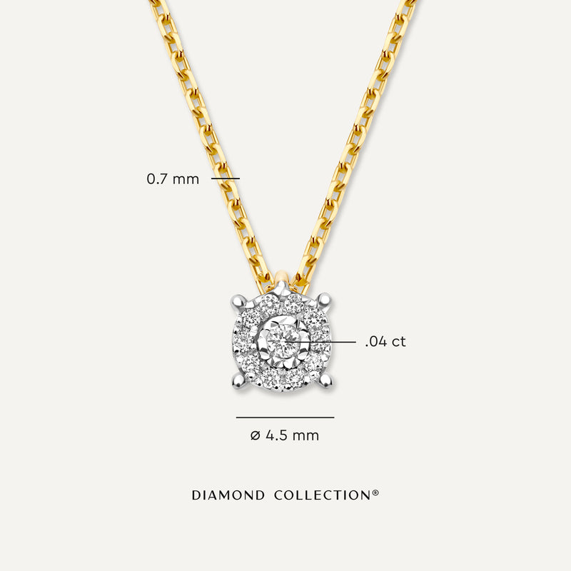 Collar Colgante Halo de Diamantes Four Prong (0.04 ct)