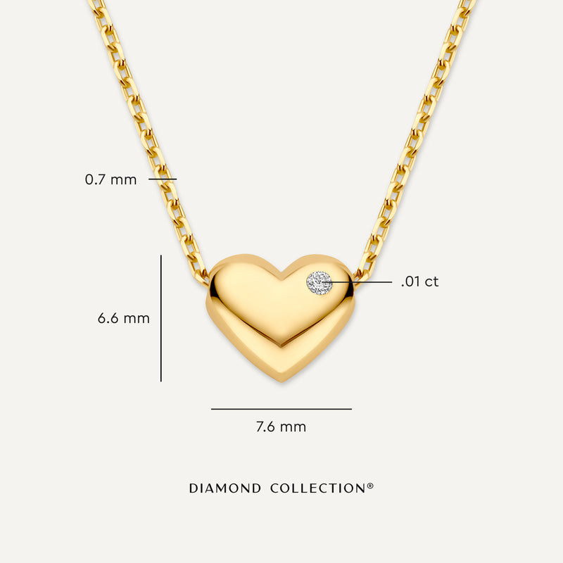 Collar con Colgante de Corazón Abultado y Diamante (0.01 ct)