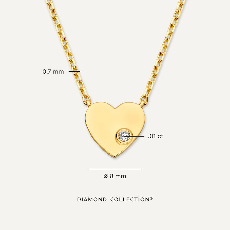 Collar Colgante de Corazón con Diamante (0.01 ct)