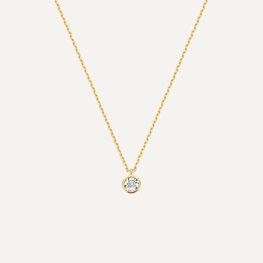 14 Karat Gold with Diamond Bezel Set Diamond Linked Pendant Necklace (0.03 ct) - 1