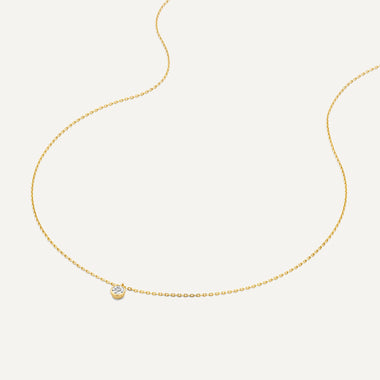 14 Karat Gold with Diamond Bezel Set Diamond Linked Pendant Necklace (0.03 ct) - 2