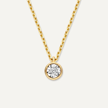 14 Karat Gold with Diamond Bezel Set Diamond Linked Pendant Necklace (0.03 ct) - 3