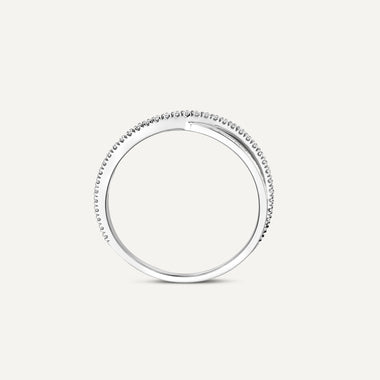 14 Karat White Gold with Diamonds Diamond Crossover Ring (0.15 ct) - 4