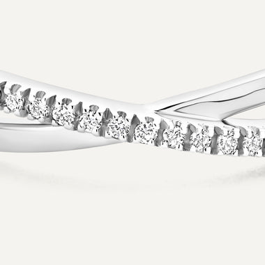 14 Karat White Gold with Diamonds Diamond Crossover Ring (0.15 ct) - 3