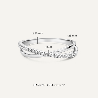 14 Karat White Gold with Diamonds Diamond Crossover Ring (0.15 ct) - 2