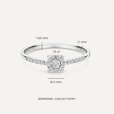 14 Karat White Gold with Diamonds Pavé Four Prong Diamond Halo Ring (0.13 ct) - 5