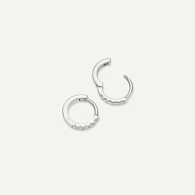 14 Karat White Gold with Diamonds Pavé Diamond Mini Huggie Hoops (8mm) (0.05 ct) - 6