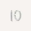 Or Blanc 14 Carats avec Diamants Pavé Diamond Petit Huggie Créoles (10mm) (0.06 ct) - 1