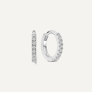 14 Karat White Gold with Diamonds Pavé Diamond Small Huggie Hoops (10mm) (0.06 ct) - 1