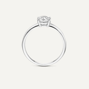 14 Karat White Gold Four Prong Round Cut Cubic Zirconia Ring - 3
