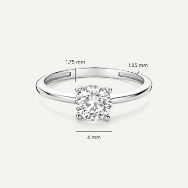 14 Karat White Gold Four Prong Round Cut Cubic Zirconia Ring - 2