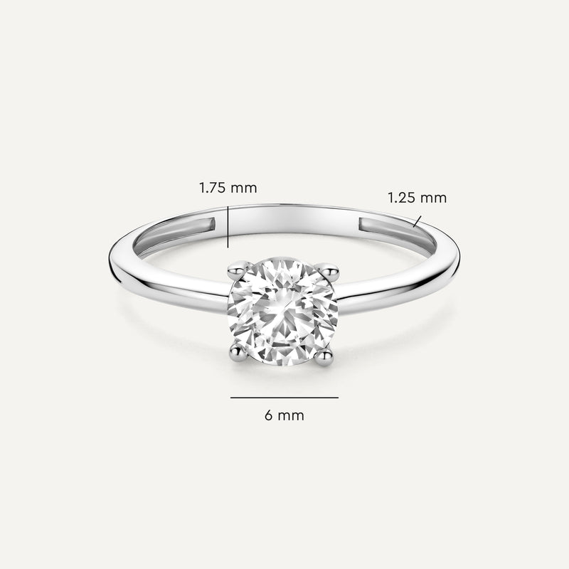 Four Prong Round Cut Cubic Zirconia Ring