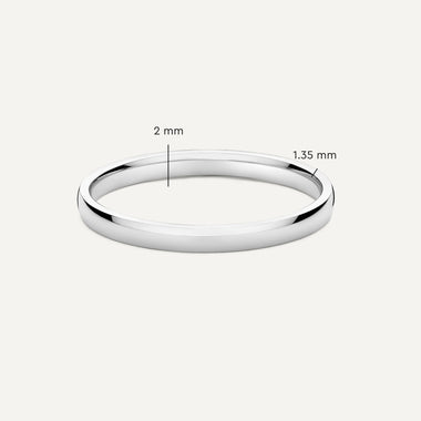 14 Karat White Gold 2 mm Curve Band Ring - 5